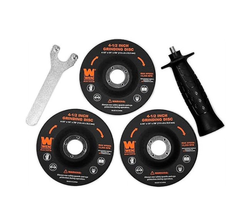 WEN 7.5-Amp 4-1/2-Inch Corded Angle Grinder with 3 Discs and Case gallery