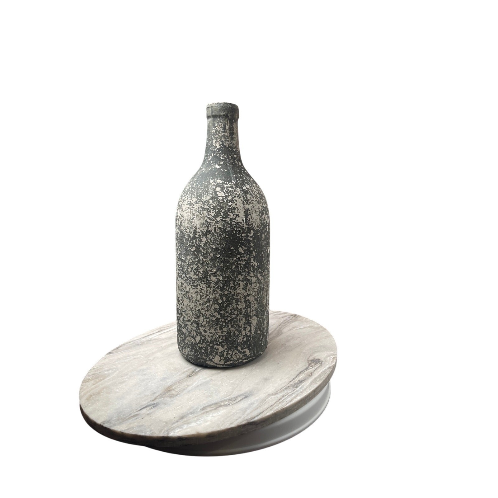 Bottle Vase, Heavy Ceramic Texture, Rustic Farmhouse, Distressed Stone Look gallery