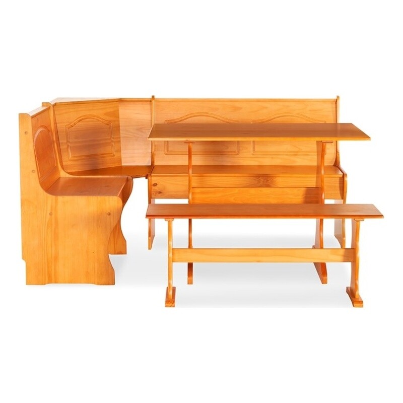 Linon Chelsea Wood Corner Dining Nook Set in Natural gallery