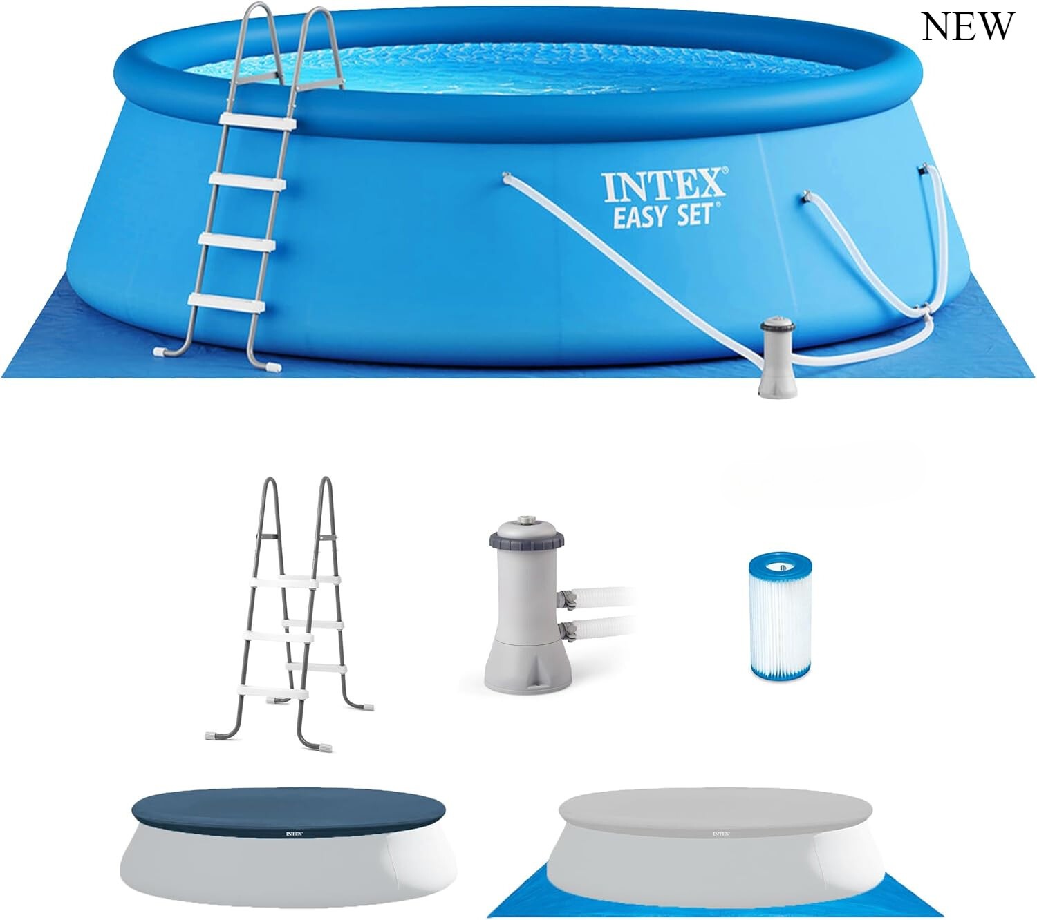 Intex 28167EH Easy Set Inflatable Swimming Pool Set, 15ft x 48in, Blue gallery