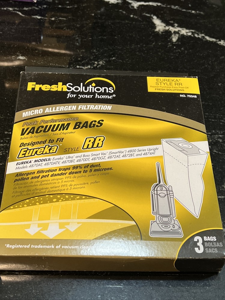 FRESH SOLUTIONS Eureka 70348 Micro Allergen Filtration RR Vacuum Bag 3-Pack NIB
