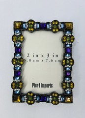 Pier 1 Imports Rectangular Mini 2 X 3” Jeweled Photo Picture Frame