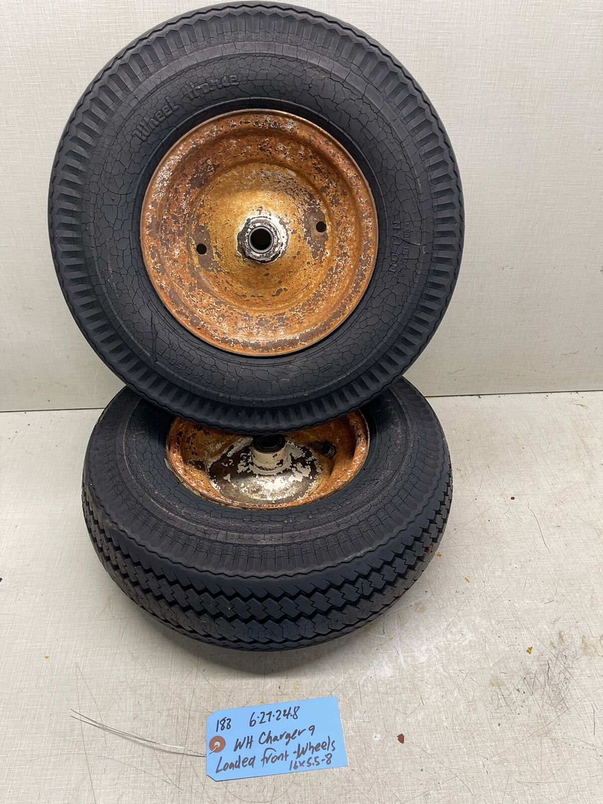 1968 Wheel Horse Charger 9 Tractor Model 1-7931 Front Wheels Tires Loaded 35 Lb gallery