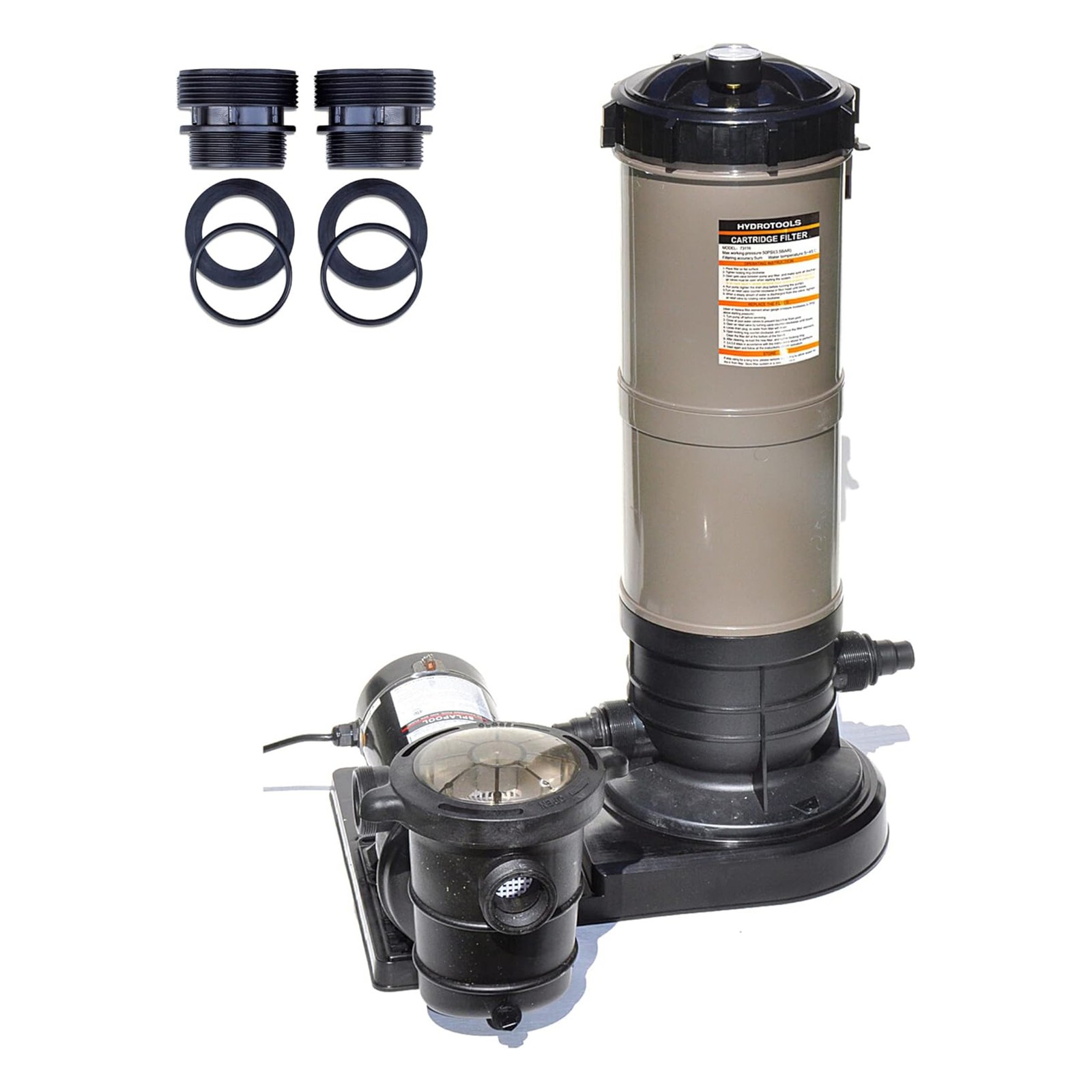 Swimline HYDROTOOLS 40 Sq Ft Cartridge Pool Filter System with Connection Kit gallery