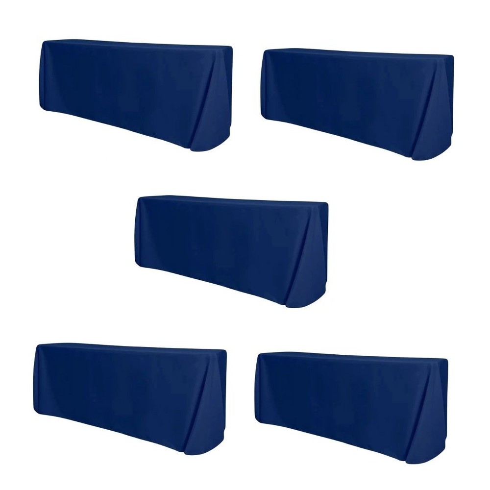 5-Pack Navy Blue Polyester Rectangle Tablecloth 190gsm 90" x 132" by Chivari