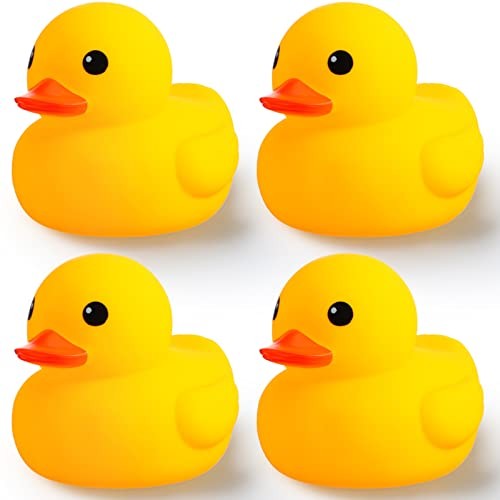 4 Pcs 7 Inches Large Yellow Rubber Ducks Large Bath Squeak Duck Float Bath gallery
