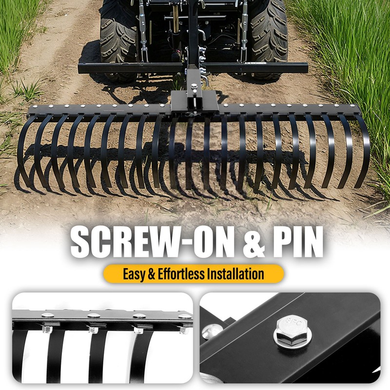 3 Point Landscape Rake 5' For ATV UTV SXS Compact Tractors 2" Hitch Receiver gallery