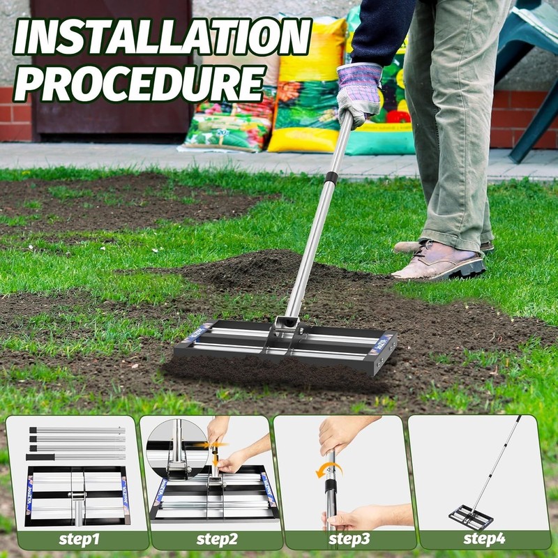 Stainless Steel Yard Leveler with Adjustable Handle gallery