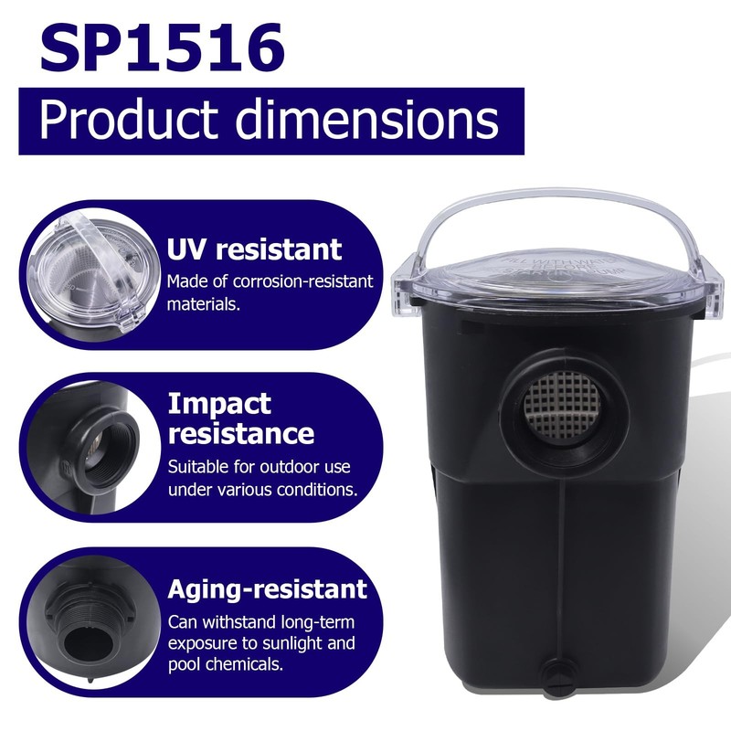 SURPOUF SP1516 Pool Pump Strainer Housing w/Basket Lid O-Ring Assembly Compat... gallery