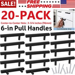 20 Pack 6” Square Cabinet Pulls Matte Black Stainless Steel Kitchen Drawer Pull