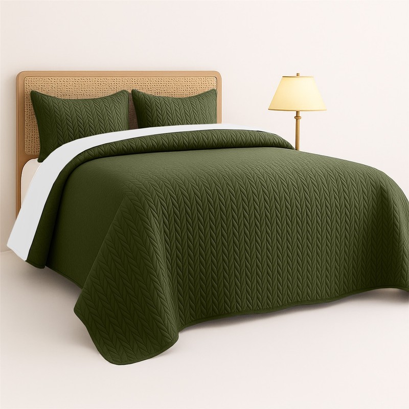 3 Piece Embossed Bedspread Quilt Set Soft Quilted Coverlet Comforter Sets Queen gallery