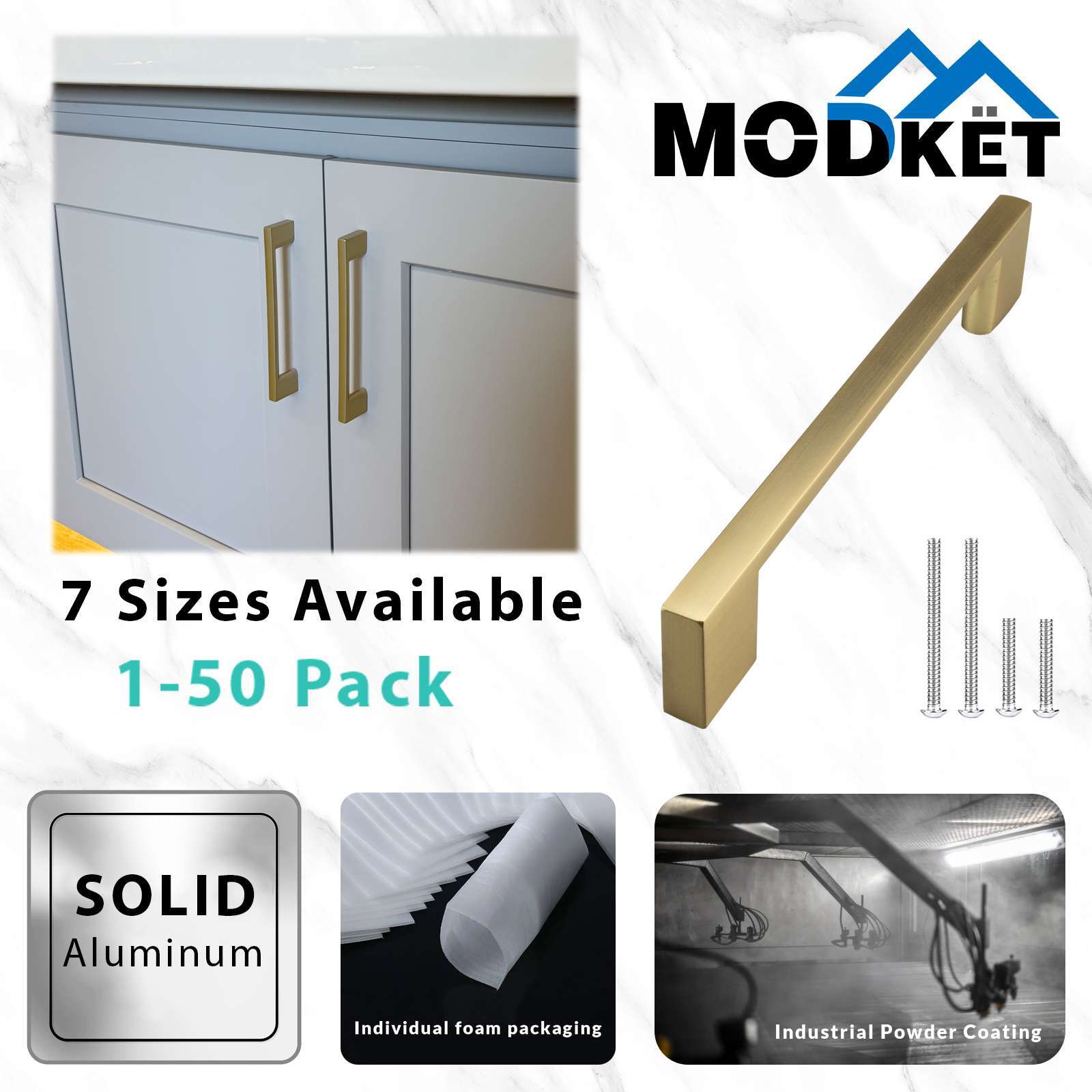 Brushed Champagne Gold Modern Slim Cabinet Handles Bar Pulls Kitchen Bathroom gallery