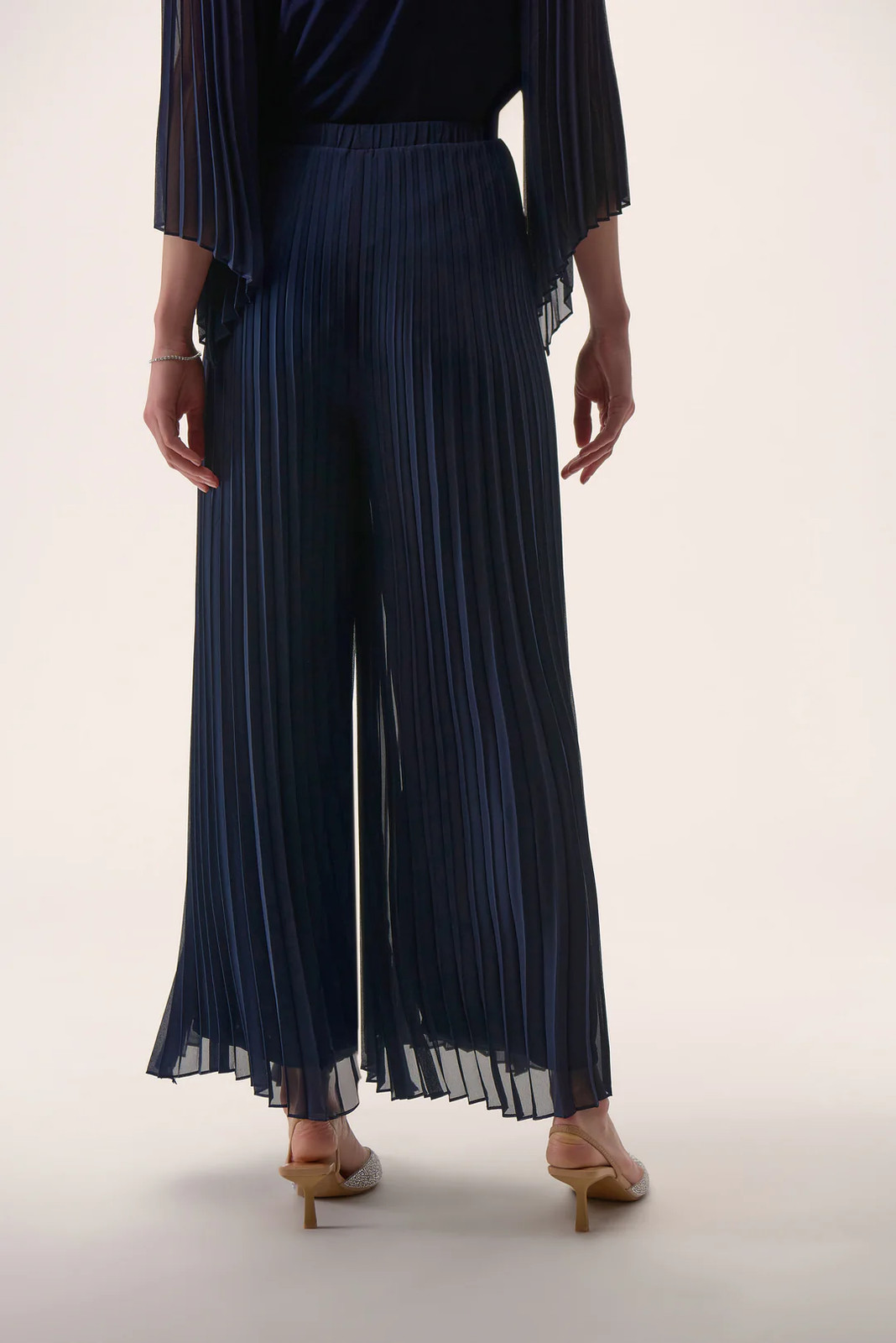 Joseph Ribkoff Midnight Blue Pleated Pull On Wide Leg Pants 254724 gallery
