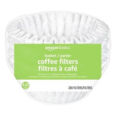 Amazon Basics Basket Coffee Filters for 8-12 Cup Cup, White