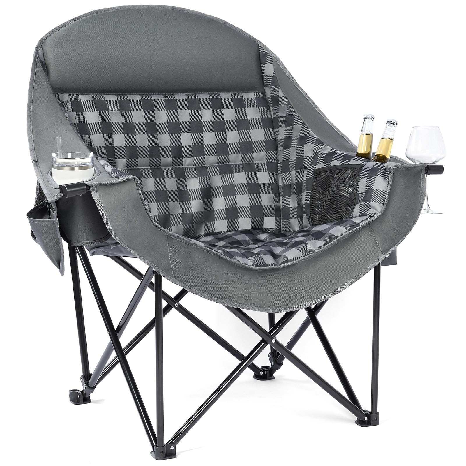 Oversized Camping Chairs for Adults - Large (32.5" x 23.1" x 18.5"), Grey gallery