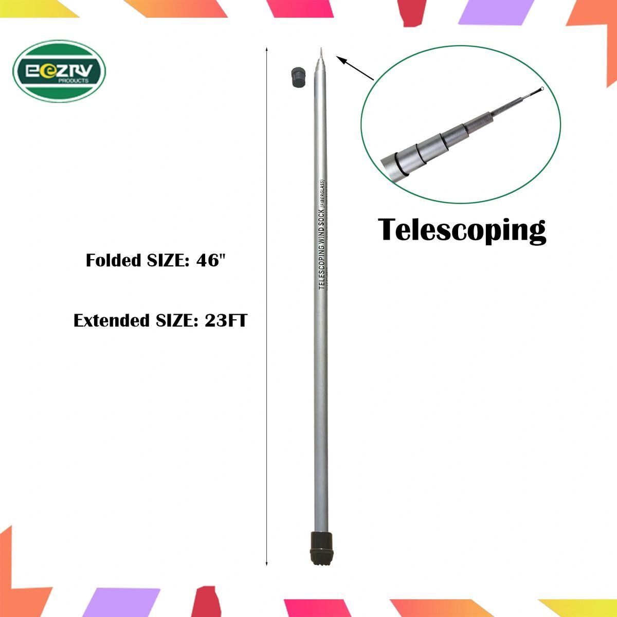 EEZ RV Products Telescoping WindSock Pole 23FT or 32FT Fiberglass gallery