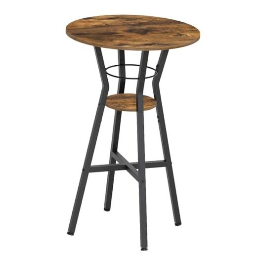 Rustic Brown + Black 2-Tier Round Bar Table - Home Rustic Brown + Black gallery