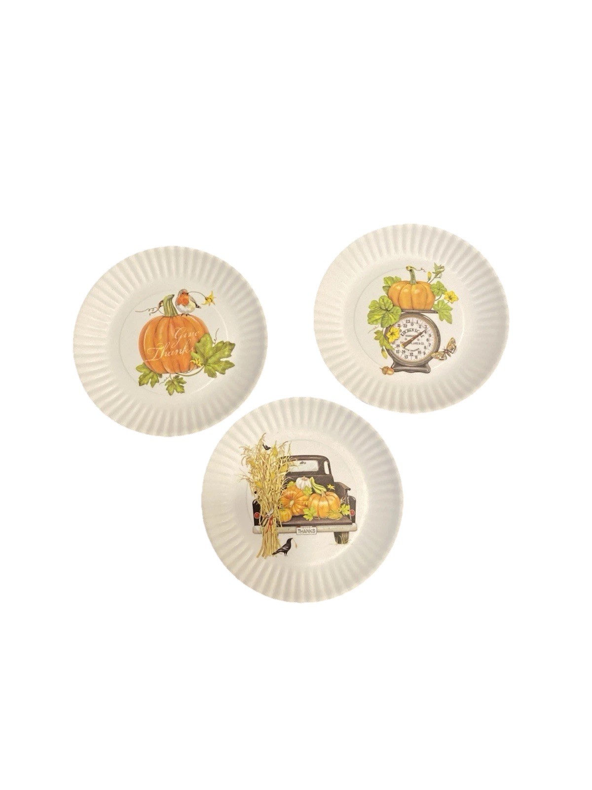 One Hundred 80 Degrees 3 Thanksgiving Melamine Paper Plates Pumpkins Give Thanks gallery