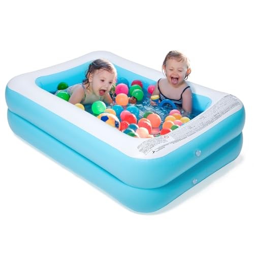 Inflatable Kiddie Pool, 61x42x18 Inch Rectangular Family Swimming 61x42x18in gallery