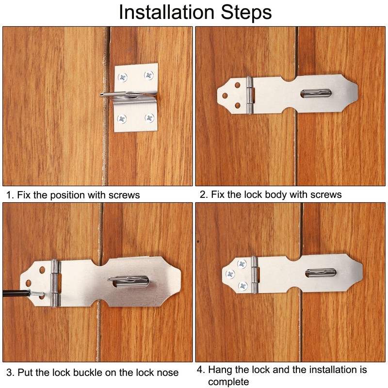 6 Pcs 2.2" Hasp Lock Latch Stainless Steel Packlock Clasp with Screw Silver gallery