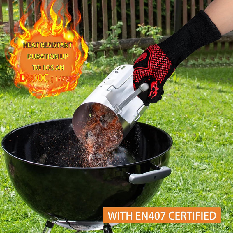BBQ Fireproof Gloves, Grill Cut-Resistant 1472°F Heat Resistant Gloves, Non-Slip gallery