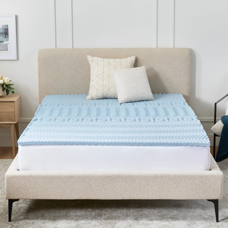 Reversible Memory Foam Mattress Topper Twin XL 7-Zone Support 1.5 Inch Cooling gallery
