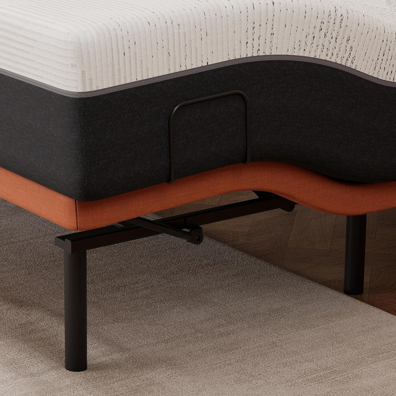 Split Top King Adjustable Bed Frame & 14" Gel Memory Foam Mattress, Orange gallery