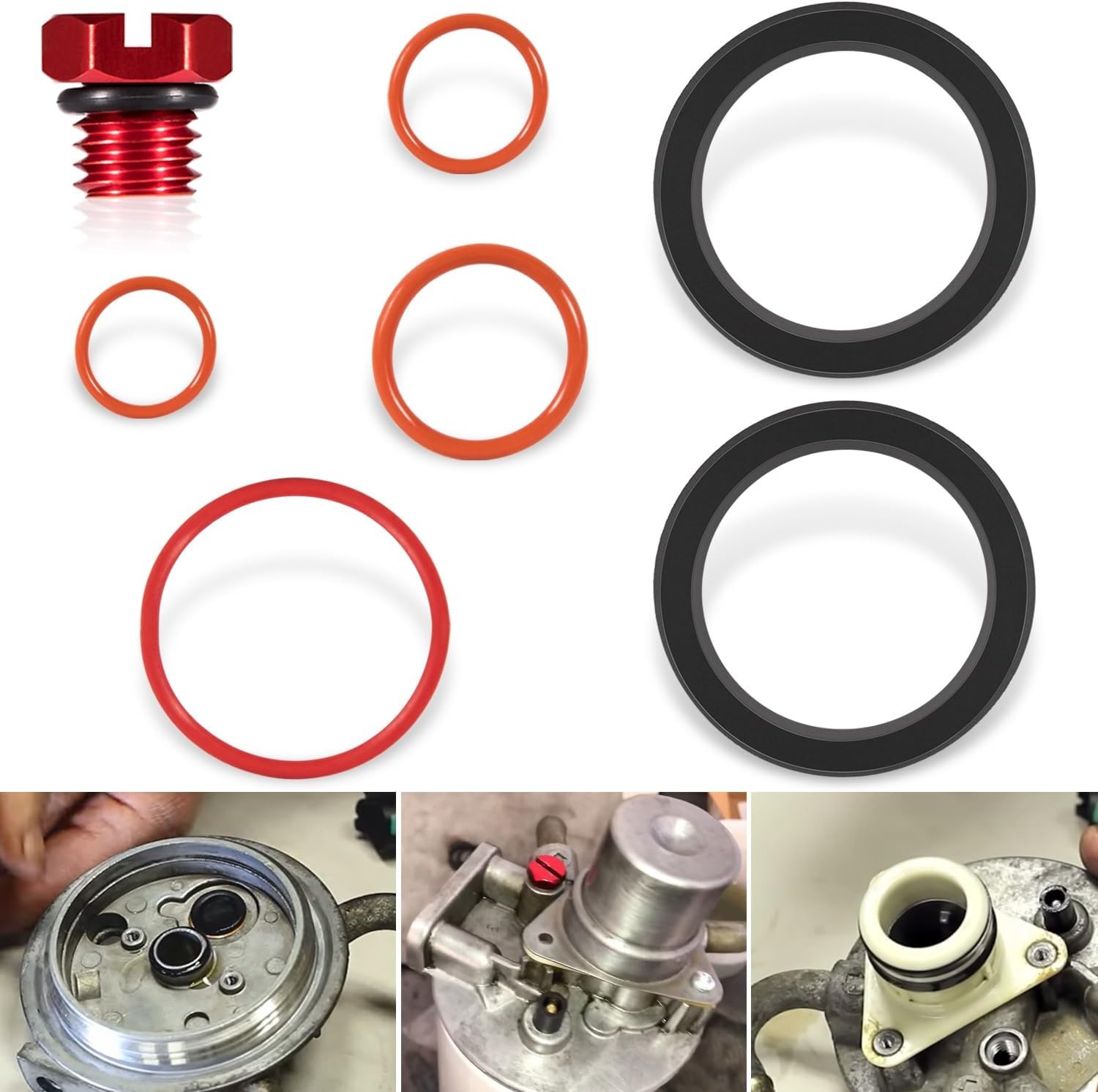 6.6L Duramax Fuel Filter Primer Rebuild Seal Kit Viton O-Rings Billet Bleeder Sc gallery