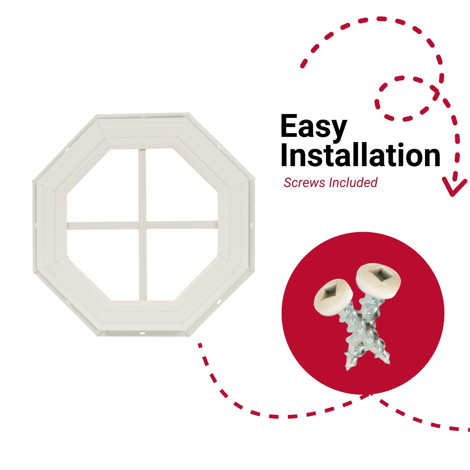 OCTAGON Shed Window, PVC-Plastic, Flush Mount, Tempered Glass, Self-Trim, Gable gallery