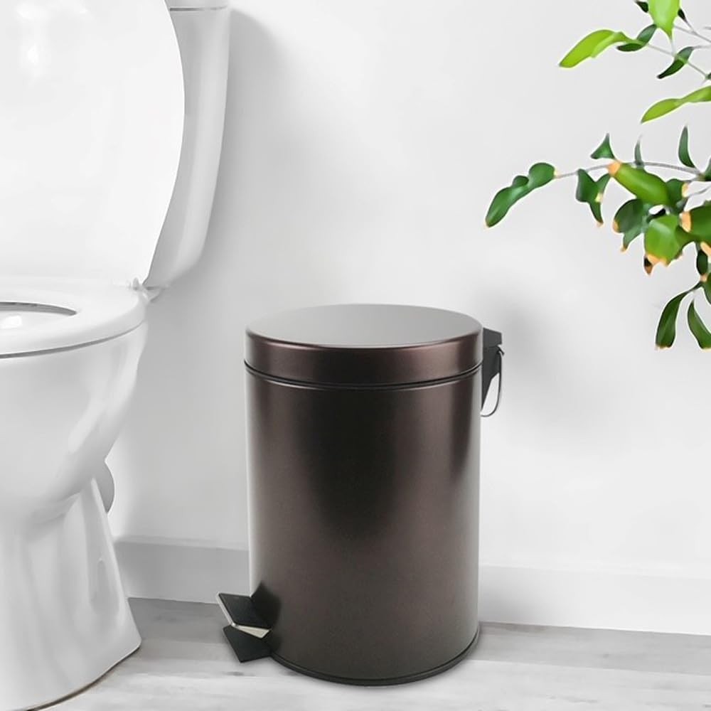Stainless Steel Small Trash Can with Lid & Step Pedal - 5 Liters/1.3 Gallon S... gallery