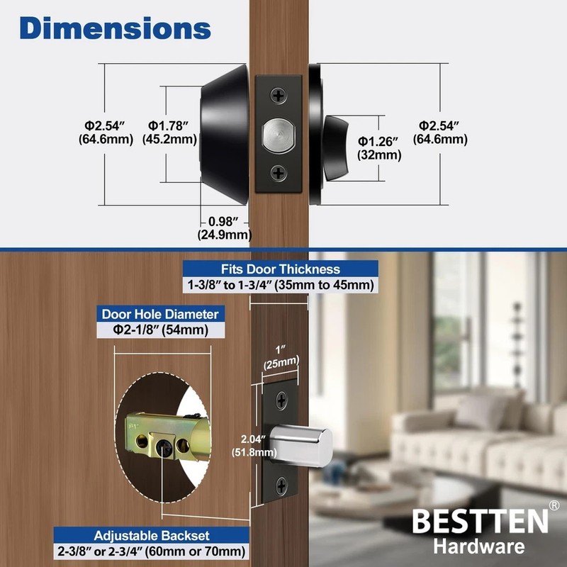 3 Pack Keyed Alike Deadbolt, Single Cylinder Entry Door Lock with Same Key, 9 gallery