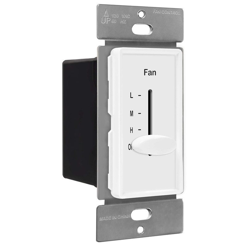 3 Speed in Wall Ceiling Fan Control, Slide Switch, 120VAC, 2.5A, Single-Pole, No gallery