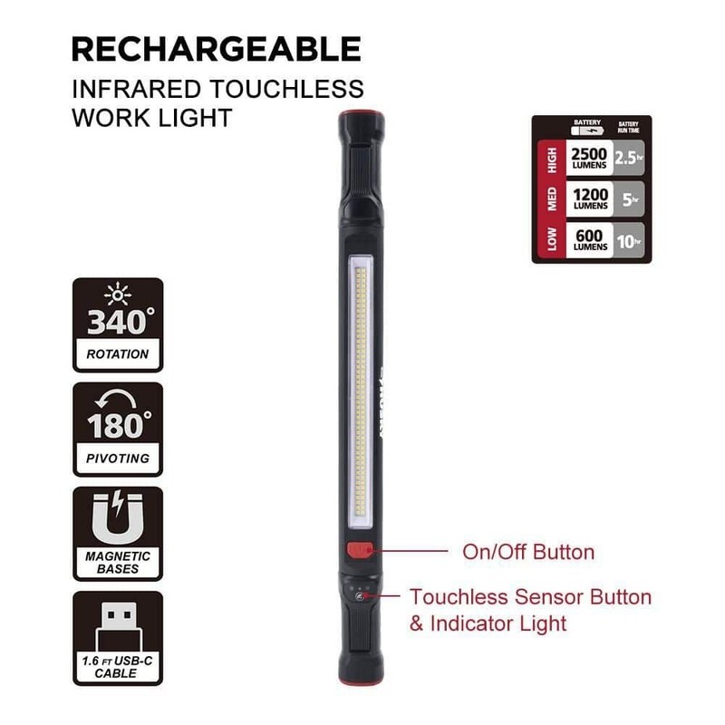 LED Work Light Rechargeable Infrared 2500 Lumen Touchless Infrared Magnetic gallery