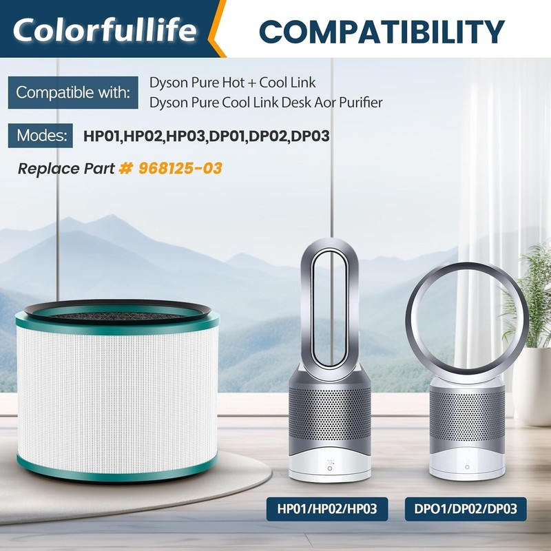2 Pack Replacement Filter for Dyson HP01, HP02, DP01, DP02 Desk Purifiers Fan gallery
