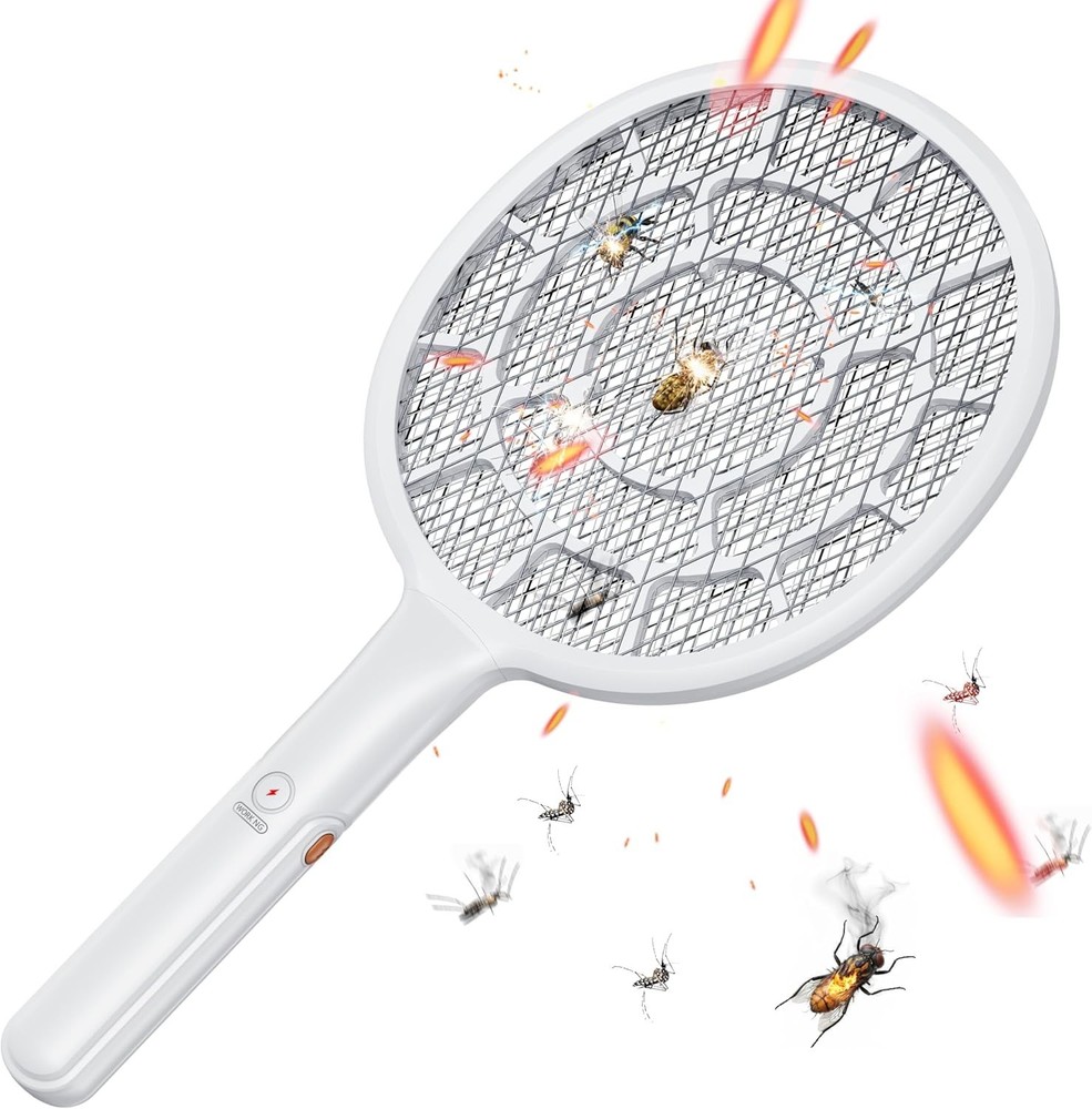 Electric Bug Zapper Racket with Dense 3mm Mesh 3400V Power for Indoor and
