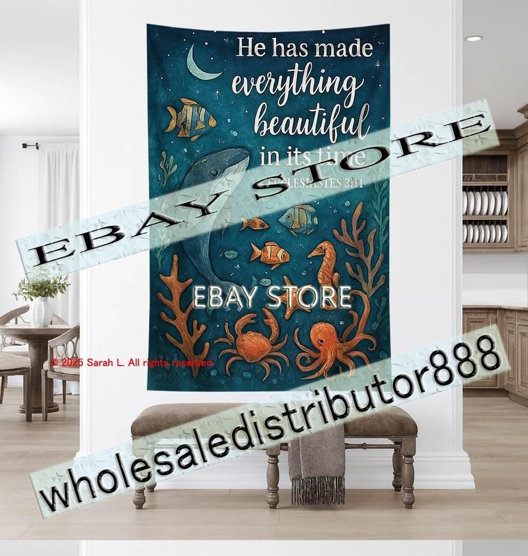 Tapestry Everything Sea Life Ecclesiastes 3 11 Christian encouragement 59X82 in gallery
