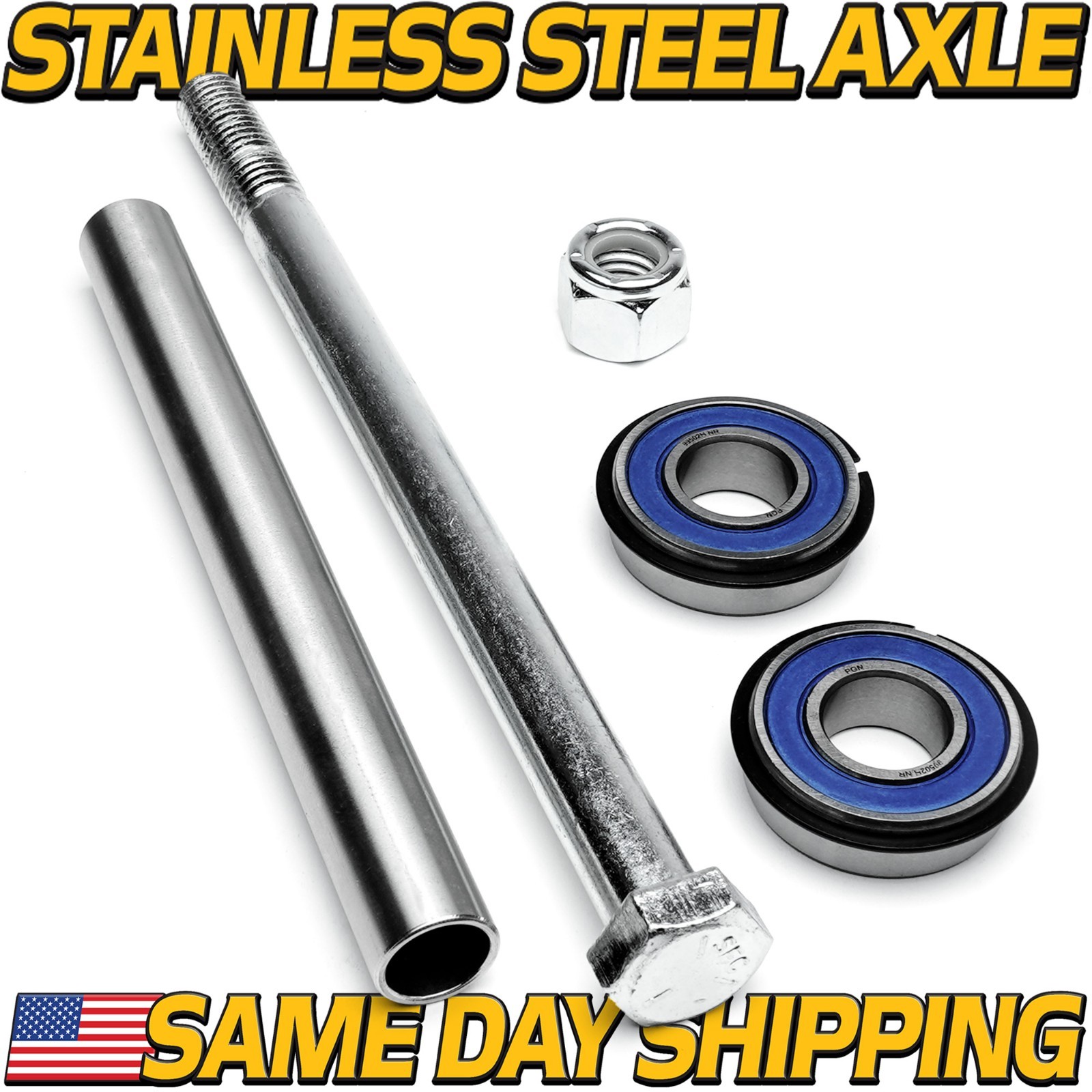 Stainless Steel Front Axle & Wheel Bearings for BadBoy MZ MZ-Magnum MZ-Rambler gallery