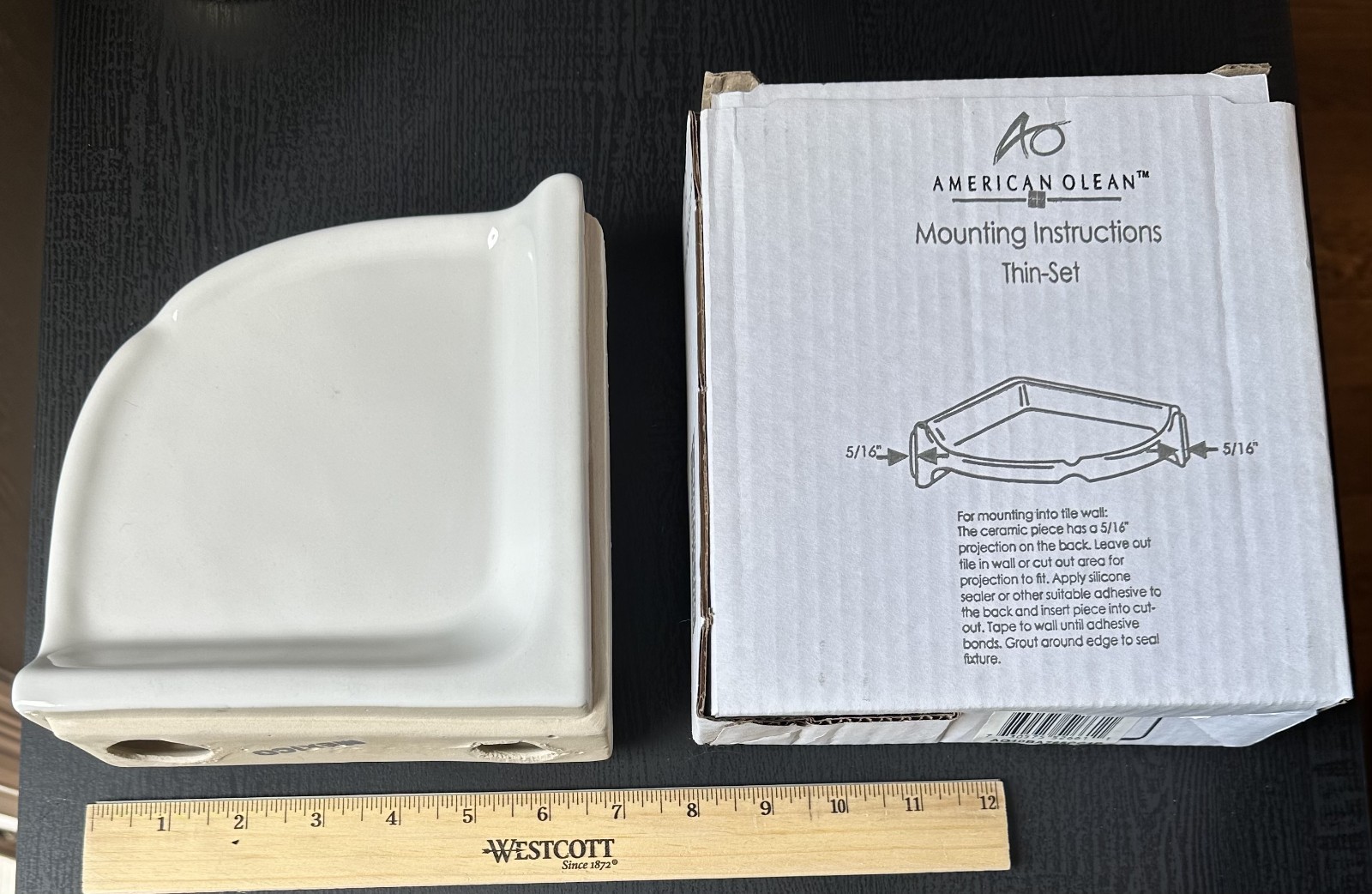 Ceramic WHITE Corner WALL Mount Shower Shelf - Soap Dish NEW gallery