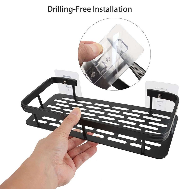 Bathroom Storage Holder Shelf Shower Organizer Rack Wall Mounted Black/Silver gallery
