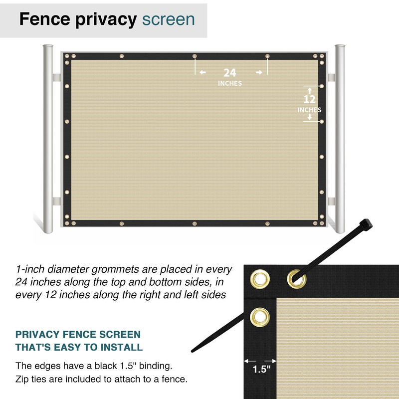 14ft Beige Privacy Fence Screen Heavy Duty 180GSM Mesh Net Cover Custom Length gallery