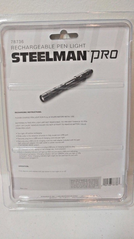 STEELMAN PRO 78736 USB Rechargeable LED Pen Light Flashlight Hurricane 70 Lumes gallery