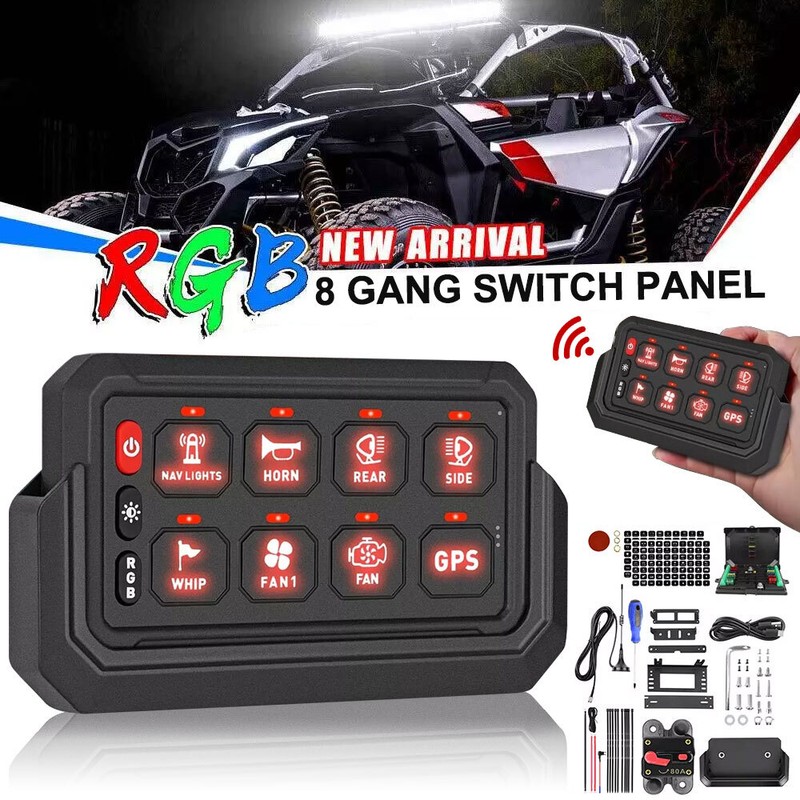 Wireless RGB 8 Gang Switch Panel 265 Ft Circuit Control Relay System Switch gallery