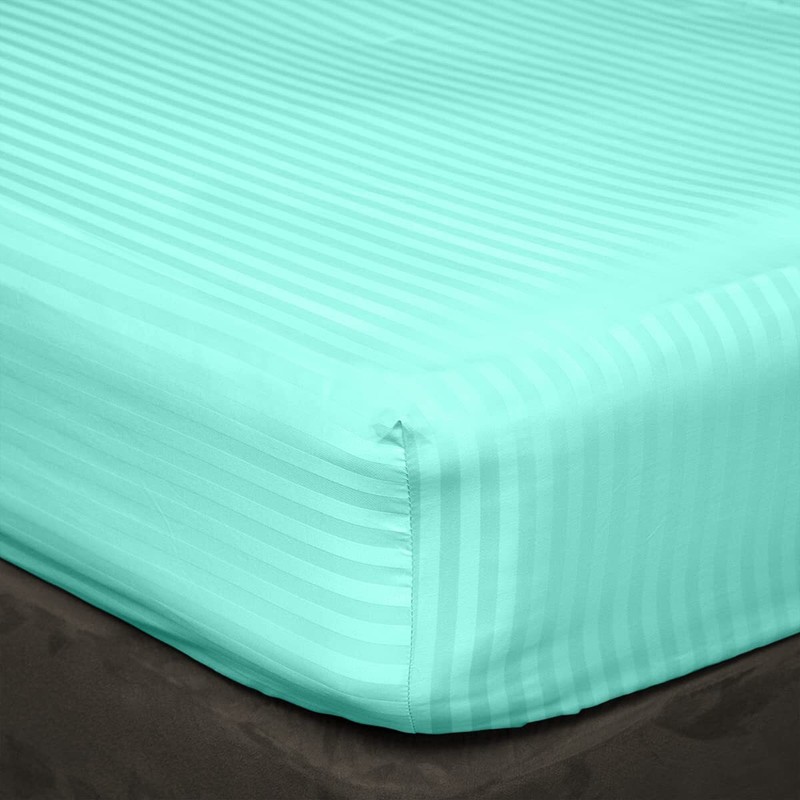 1000 Thread Count 100% Cotton - Luxury Bedding Item US Sizes Aqua Blue Stripes gallery