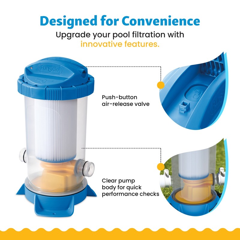 Funsicle FiltraBoost 1200 Pool Pump, 1200 GPH, Includes Type C Filter Cartridge gallery
