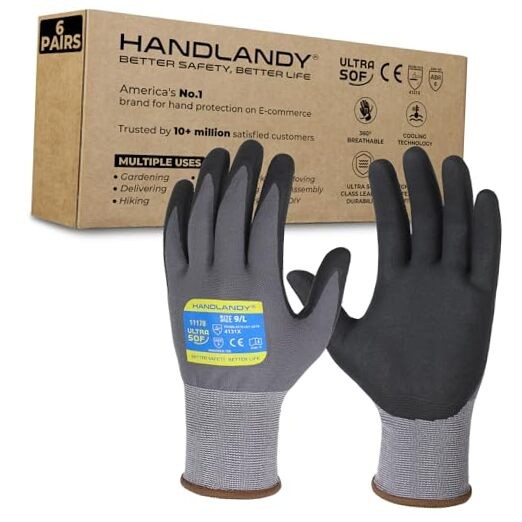 6 Pairs Safety Work Gloves with MicroFoam Nitrile 10/X-Large 6 Pairs - Gray gallery