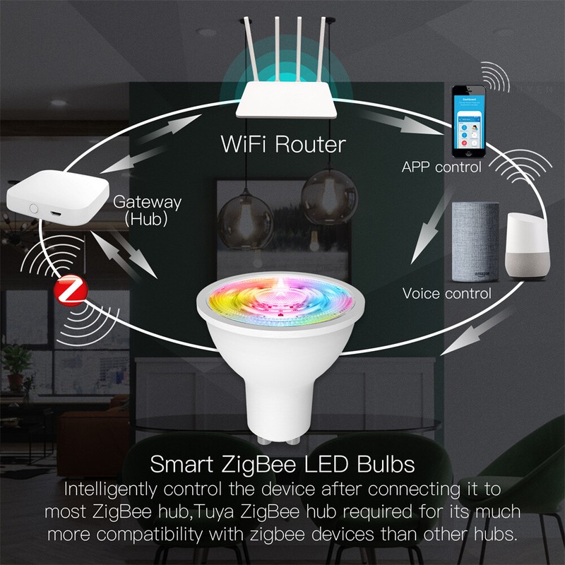 MOES ZigBee GU10 Smart LED Light Bulbs RGB C+W Dimmable Lamp 5W Alexa Google APP gallery