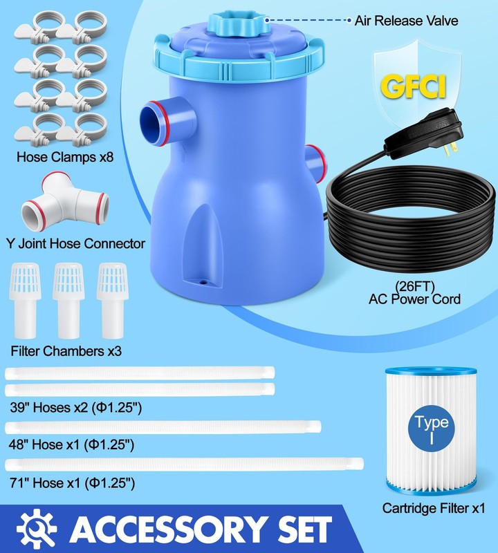 300GPH Pool Filter Pump for Small Above Ground Pools, Promoted Water Circulat... gallery