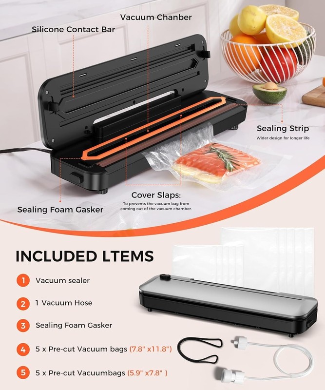 Automatic Vacuum Sealer Machine, 75KPA Vacuum Food Sealer, 6-in-1 Food Sealing gallery