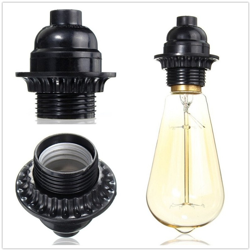 2X Phenolic Keyless Light Socket E26 E27 Base Lamp Replacement Black N839 gallery