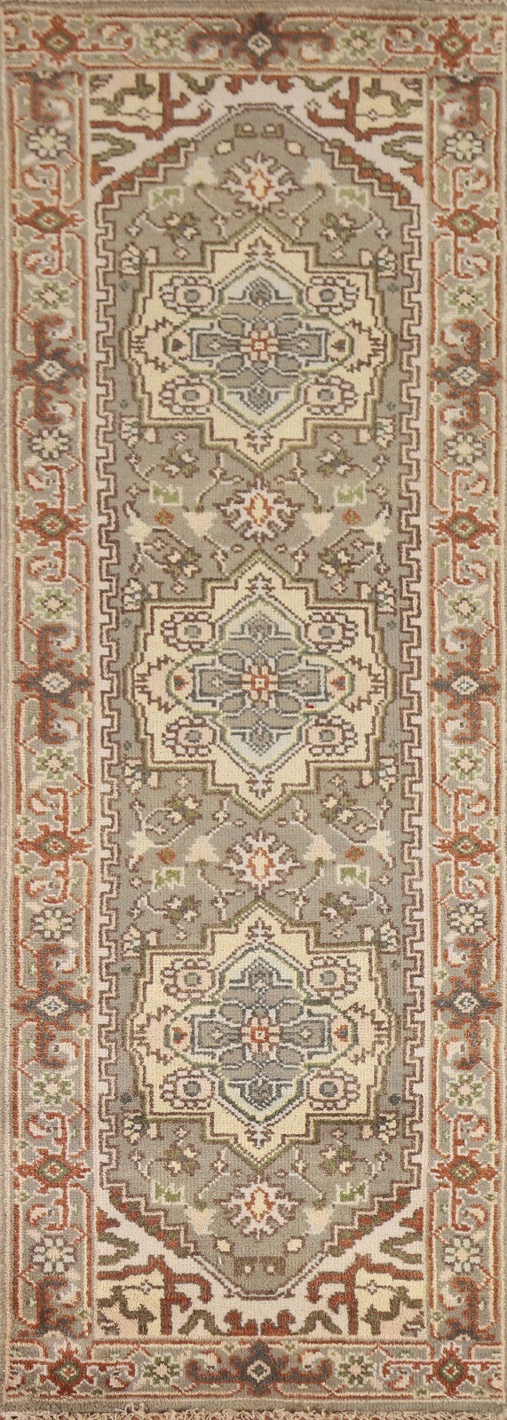 Geometric Traditional 8 ft. Runner Heriz Serapi Rug Wool Handmade 7' 11" x 2' 6" gallery